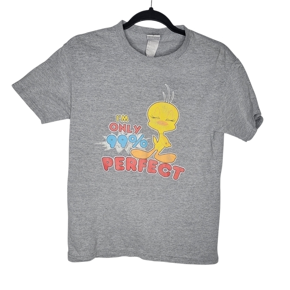 Vintage 90s Tweety Looney Tunes I'm Only 99% Perfect Warner Bros T-Shirt Size S